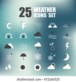 Set of Weather web icons. Vector illustration.