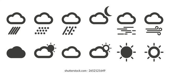 Set of weather webpage and app icons vector illustration
