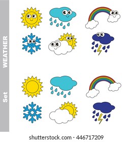 Set of weathers set in vector, the colorful version.