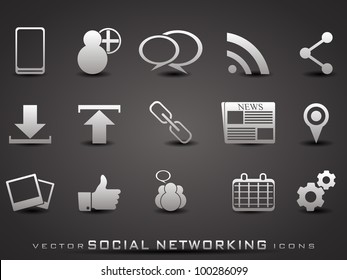 Set of web 2.0 icons for web applications, Internet & website icons and social networking icons  on grey background. EPS 10. Vector illustration.