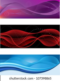 A set of web abstract headers of different colors