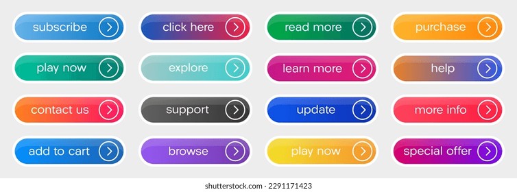 Set of web app buttons. App internet buttons
