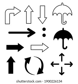 Set of Web Arrows and Icons. Vector Illustration