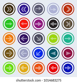 Set of web arrows to the right in colored circles.