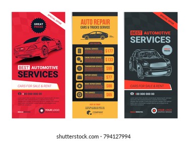 A Set of web Automotive services banners collection layouts.Vector illustration.