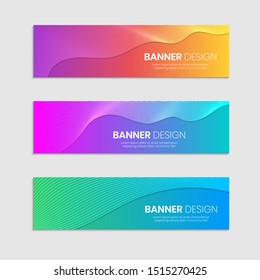 set of web banner design template backgrounds with wavy lines