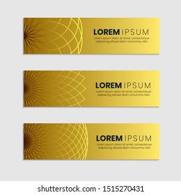 set of web banner design template with golden backgrounds