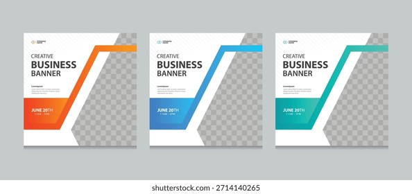 Set web banner design template. Suitable for social media post, instagram story and web ads. Vector illustration for Editable with Space to add pictures.