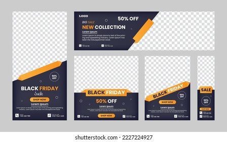 Set of Web banner design. Use for web template Horizontal header web cover. Black and yellow. the cover header for website design, Social Media Cover sale ads banner flyer advertising banner