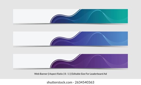 ensemble de bannière de web pour classement avec taille modifiable et bordée d'illustrations vectorielles abstraites ondulées