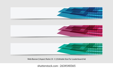 ensemble de bannières de web pour classement avec taille modifiable et bordée de rectangle abstrait et d'illustrations vectorielles en pointillés