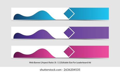 ensemble de bannières de web pour classement avec taille modifiable et bordée d'illustrations vectorielles abstraites