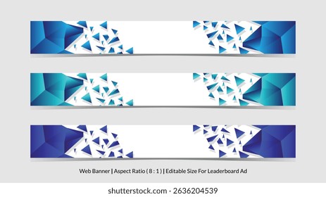 ensemble de bannières de web pour classement avec taille modifiable et bordée d'illustrations vectorielles triangulaires abstraites
