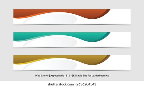 ensemble de bannières de web pour classement avec taille modifiable et bordée d'illustrations vectorielles d'onde abstraites