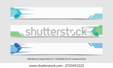 set of web banner for leaderboard ad with editable size and abstract colorful gradient vector illustrations