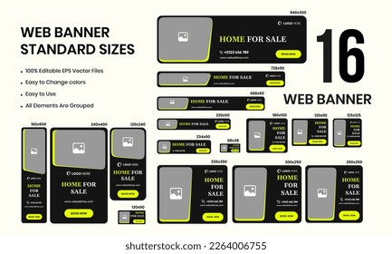 Conjunto de diseño de plantillas de banner web para publicaciones de medios sociales, venta de casa descuento plantilla de publicación de banner, archivo vector eps