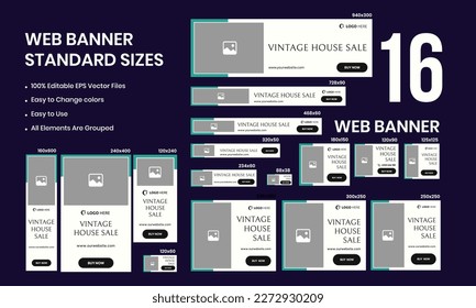 Set of web banner template design for social media posts, house sale promotion banner template, vector eps 10 format