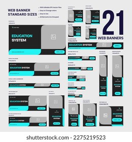 Set of web banner template design, education system banner design for social media posts, vector eps 10 file format