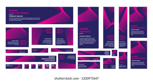 Set of web banner template with a trendy violet color . Eps 10