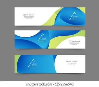 Set of web banner templates with abstract lines and waves