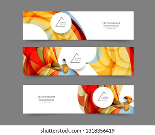 Set of web banner templates with abstract lines and waves