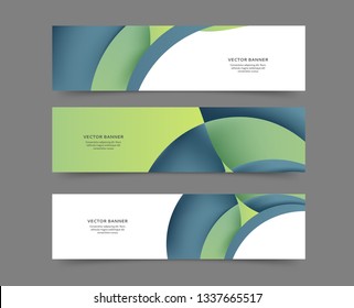 Set of web banner templates with abstract lines and waves