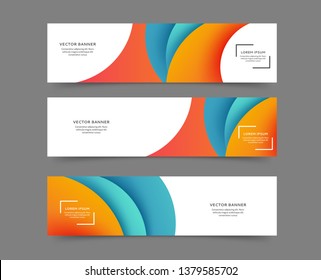Set of web banner templates with abstract lines and waves