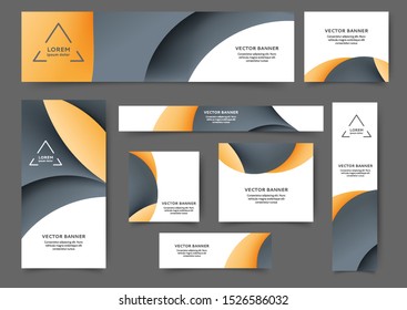 Set of web banner templates with abstract lines and waves. Different sizes