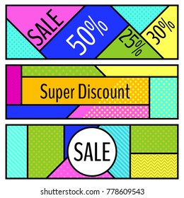 Set of Web banner templates. Abstract creative concept vector comics pop art style. Design suitable for advertising and sales