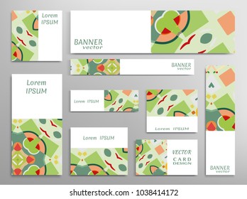 Set of web banner templates for site or blog with geometric abstract shapes. Different sizes. Corporate flat identity mock-up template for your design. Vector collection