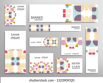 Set of web banner templates for site or blog with geometric abstract shapes. Different sizes. Corporate flat identity mock-up template for your design. Vector collection