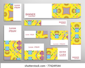 Set of web banner templates for site or blog with geometric abstract shapes. Different sizes. Corporate flat identity mock-up template for your design. Vector collection