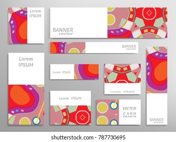 Set of web banner templates for site or blog with geometric abstract shapes. Different sizes. Corporate flat identity mock-up template for your design. Vector collection