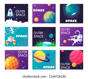 set of web banner templates. space. vector illustration.