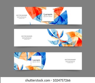 Set of web banner templates for your site or blog with abstract lines and waves