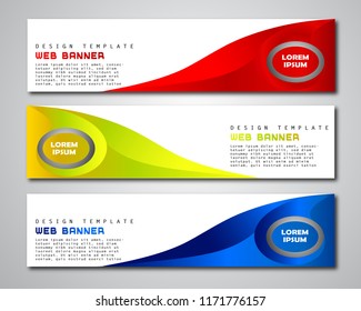 Set of web banner templates for your site or blog with abstract lines and waves