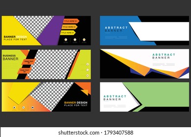 Set of web banner templates for your site or blog with abstract lines and waves