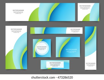 Set of web banner templates for your site or blog with abstract lines and waves. Different sizes
