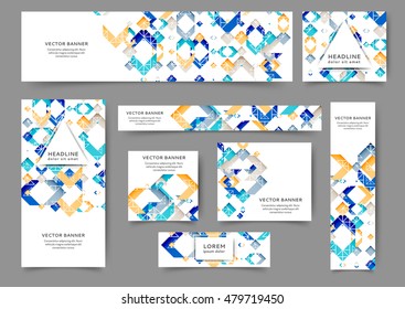 Set of web banner templates for your site or blog with geometric elements. Different sizes. 
