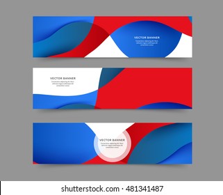 Set of web banner templates for your site or blog with abstract lines and waves