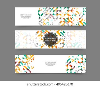 Set of web banner templates for your site or blog with geometric elements