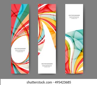 Set of web banner templates for your site or blog with abstract lines and waves