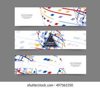 Set of web banner templates for your site or blog with geometric elements