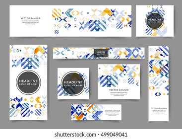 Set of web banner templates for your site or blog with geometric elements. Different sizes. 
