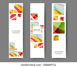 Set of web banner templates for your site or blog with abstract lines and waves