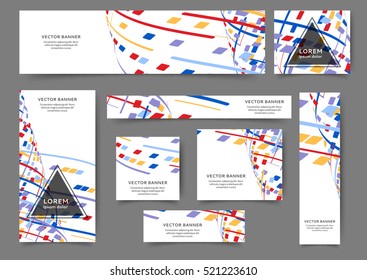 Set of web banner templates for your site or blog with geometric elements. Different sizes
. 