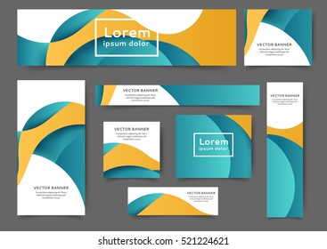 Set of web banner templates for your site or blog with abstract lines and waves. Different sizes