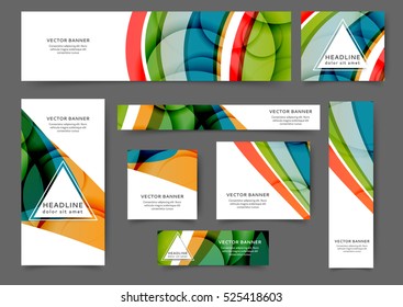 Set of web banner templates for your site or blog with abstract lines and waves. Different sizes