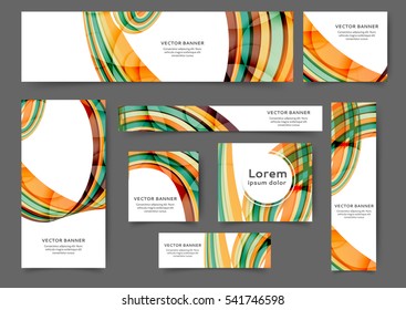 Set of web banner templates for your site or blog with abstract lines and waves. Different sizes