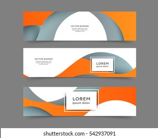 Set of web banner templates for your site or blog with abstract lines and waves